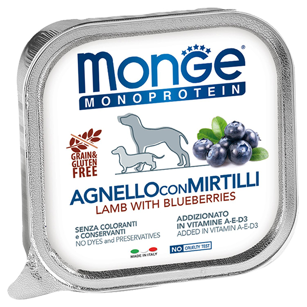 Monge Dog Natural Monoprotein Fruits Паштет из ягненка с черникой, 150г
