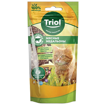 Triol Мини-медальоны из говядины с треской для кошек, 40г
