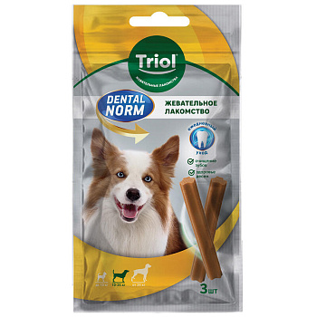 Triol DENTAL NORM Палочки жевательные для собак средних пород, 75г