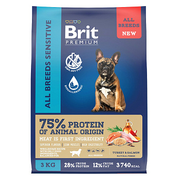 Brit Premium Dog Sensitive (индейка, лосось), 1кг