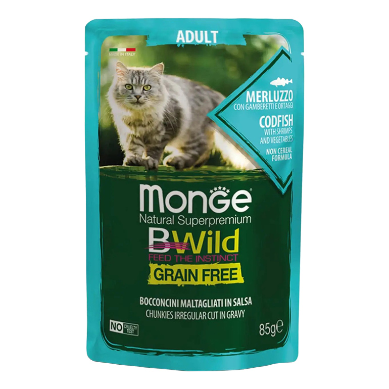 Monge BWild GF Sterilised Cat (треска, овощи), 85г