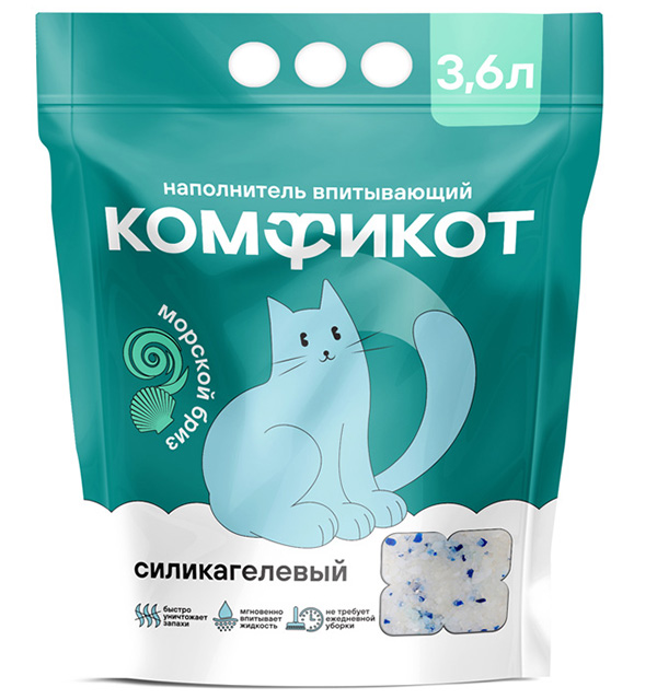 Комфикот Наполнитель силикагелевый Морской бриз