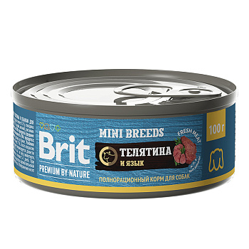 Brit Premium by Nature для собак мелких пород (телятина и язык), 100г