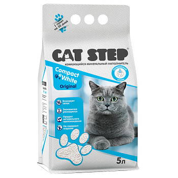 Cat Step Наполнитель белый Compact White Original, 4.2кг