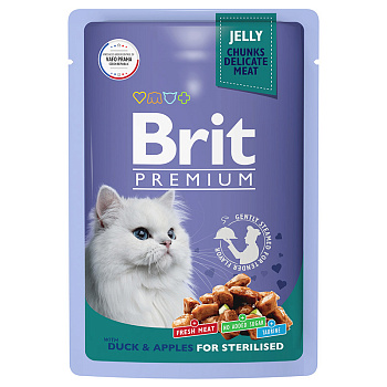 Brit Premium для стерилизованных кошек (утка с яблоками в желе), 85г