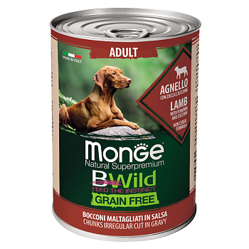 Monge Консервы BWild GF All Breeds Adult (Ягненок, тыква, цукини), 400г