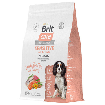 Brit Care Dog Adult Sensitive Metabolic (рыба, индейка), 3кг