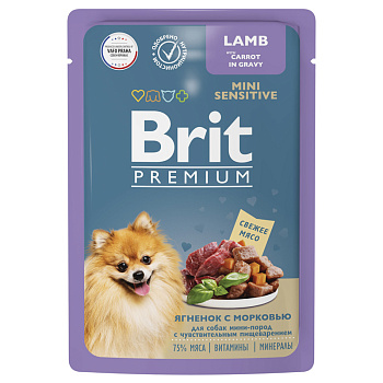 Brit Premium для собак мини-пород с чyвств. пищевар. (ягненок), 85г