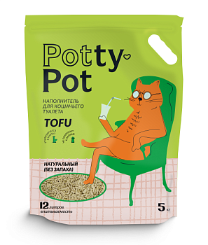Potty-Pot Наполнитель ТОФУ Натуральный без запаха, 6л