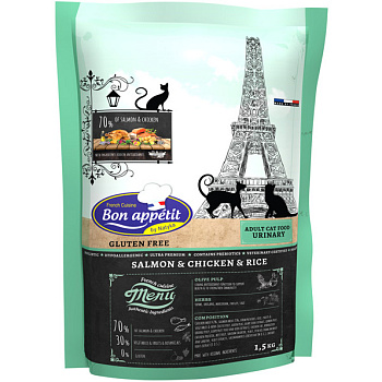 Bon Appetit Urinary Adult Cat (курица, лосось, рис), 1кг (развес)