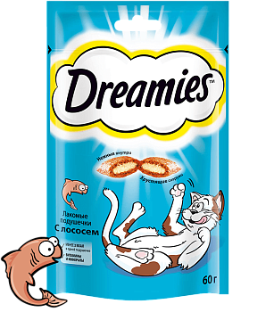 Dreamies Подушечки для кошек с лососем, 60г