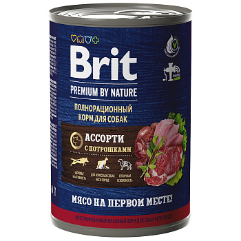 Brit Premium by Nature для собак всех пород (мясное ассорти), 410г